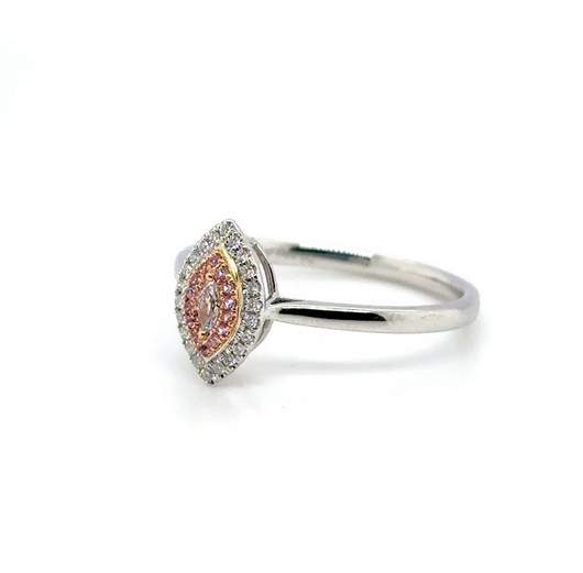 18K White Gold Fancy Pink Diamond Halo Ring