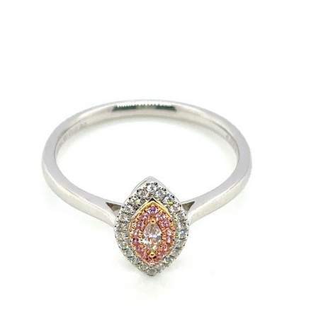 18K White Gold Fancy Pink Diamond Halo Ring