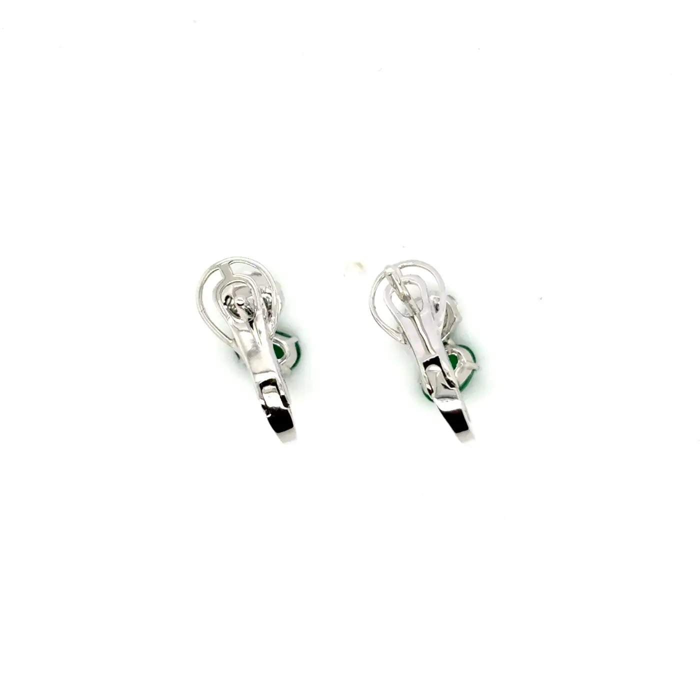 18K Emerald And Diamond Omega Back Earrings
