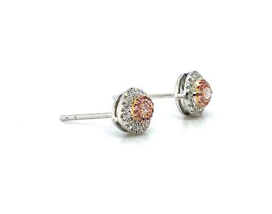 18K White Gold Fancy Pink Diamond Earrings