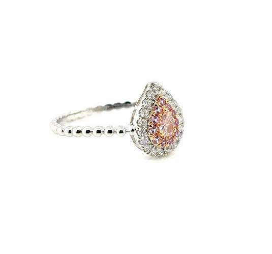 18K White Gold Fancy Pink Pear Diamond Ring