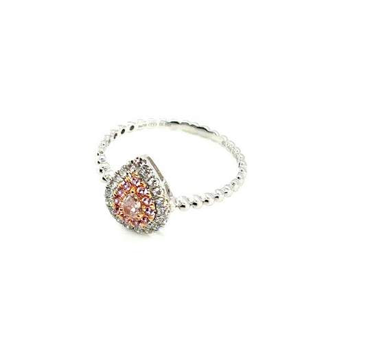 18K White Gold Fancy Pink Pear Diamond Ring