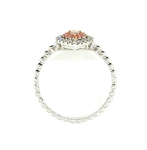 18K White Gold Fancy Pink Pear Diamond Ring
