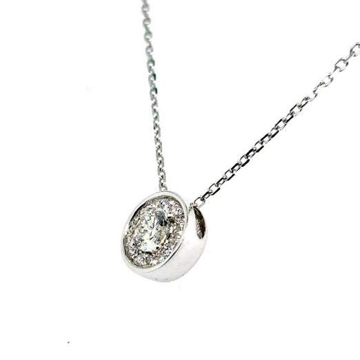 18K White Gold Fancy Round Diamond Necklace