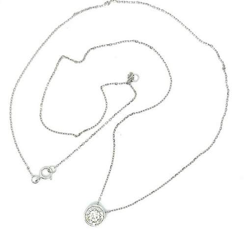 18K White Gold Fancy Round Diamond Necklace