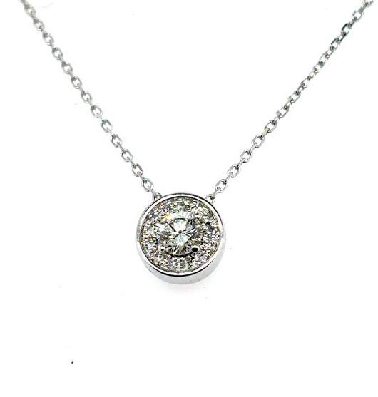 18K White Gold Fancy Round Diamond Necklace