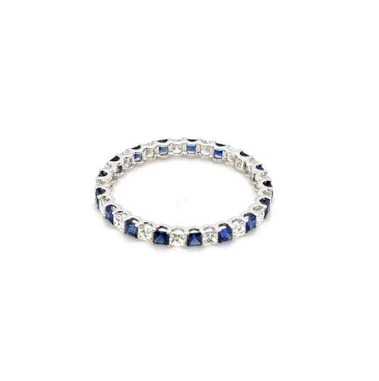 18K White Gold Sapphire & Diamond Band Ring