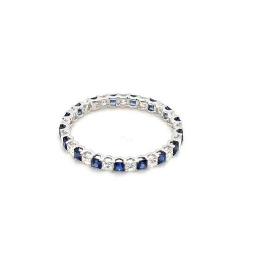 18K White Gold Sapphire & Diamond Band Ring