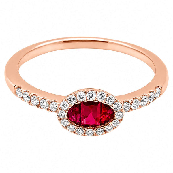18K Rose Gold Ruby & Diamond Ring