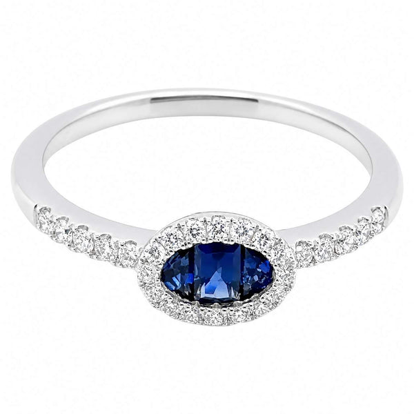 18K White Gold Sapphire & Diamond Ring