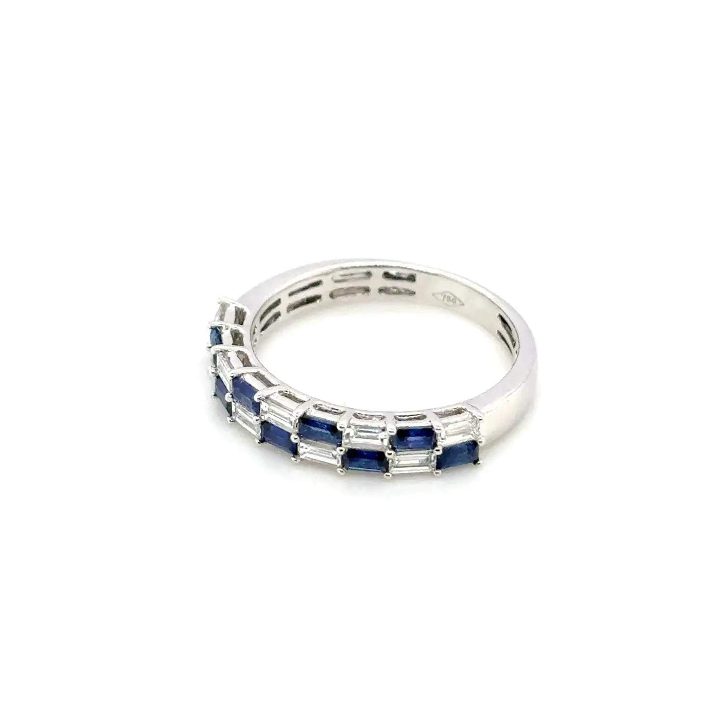 18K White Gold Sapphire & Diamond Band