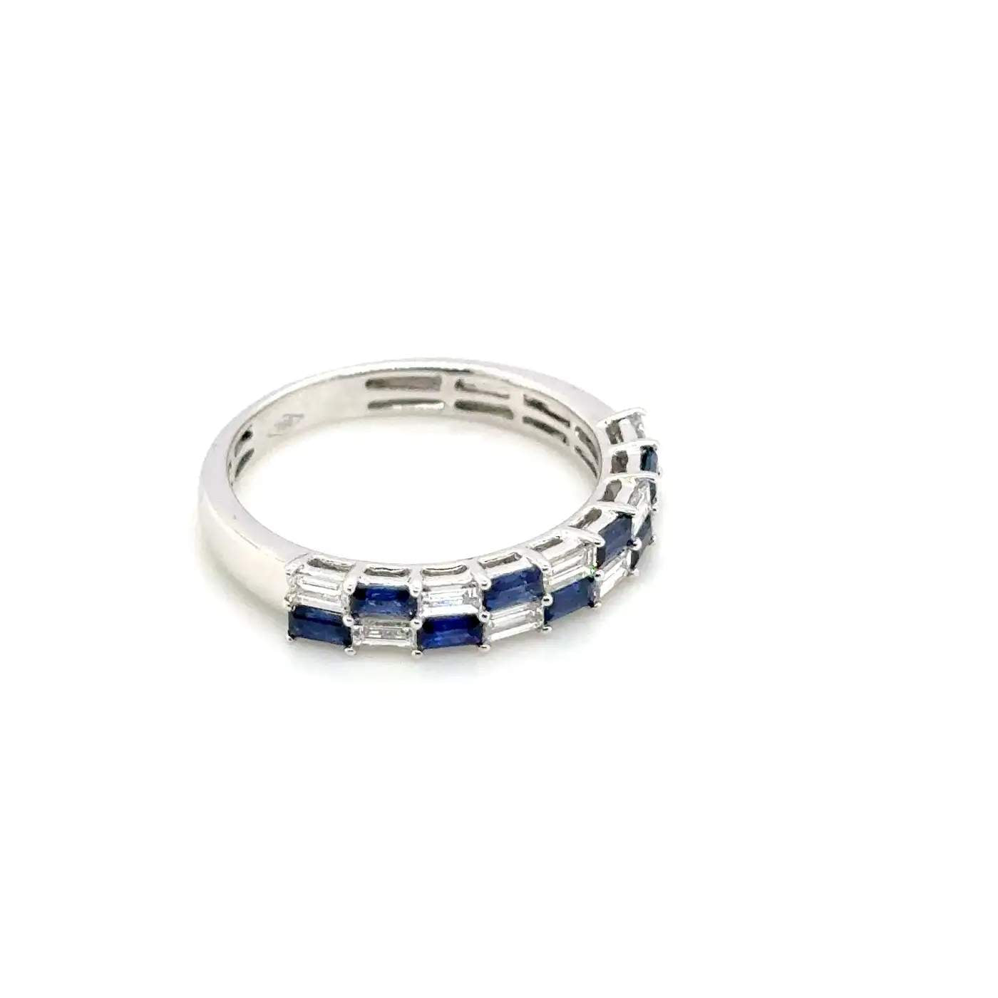 18K White Gold Sapphire & Diamond Band