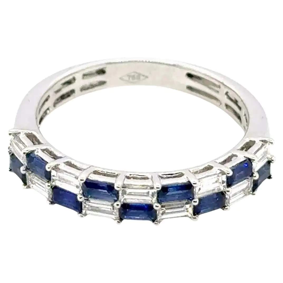 18K White Gold Sapphire & Diamond Band