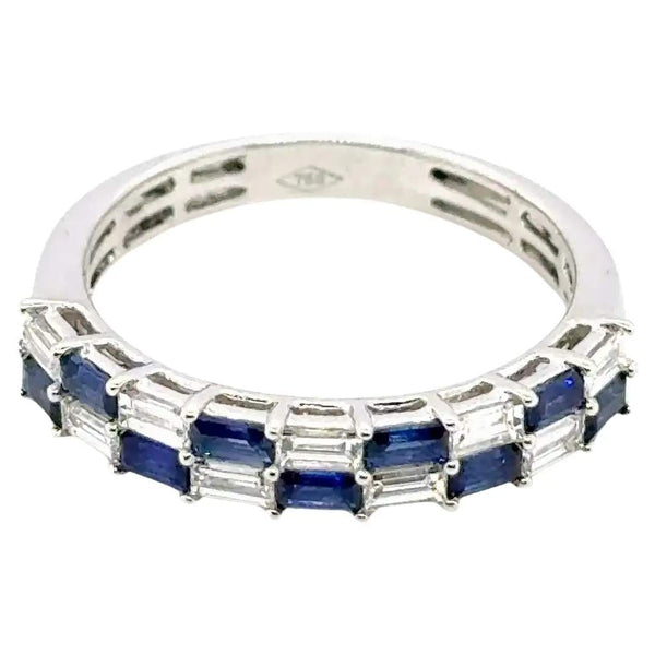 18K White Gold Sapphire & Diamond Band
