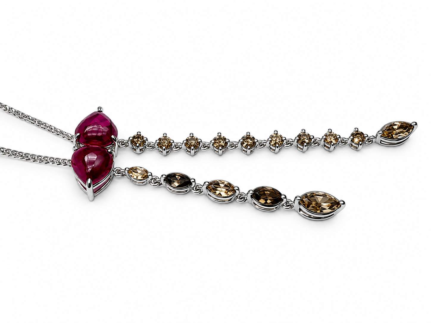 18K Ruby Hearts and Diamond Necklace
