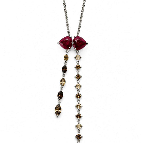 18K Ruby Hearts and Diamond Necklace