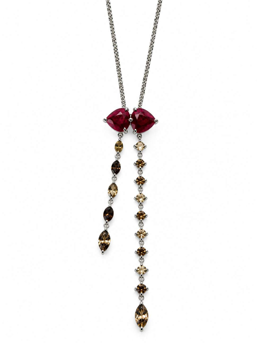 18K Ruby Hearts and Diamond Necklace