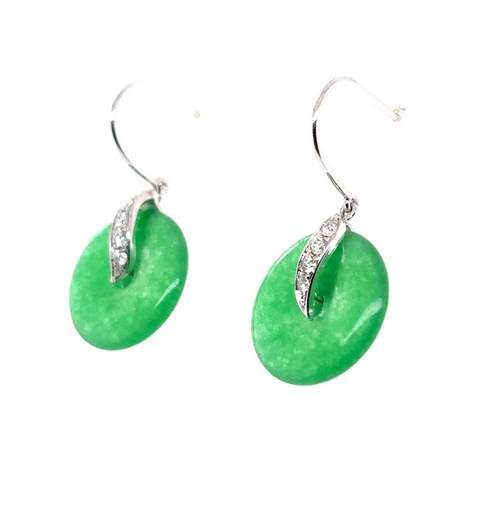 18K Jade and Diamond Earrings