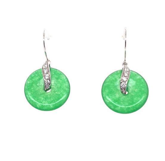 18K Jade and Diamond Earrings