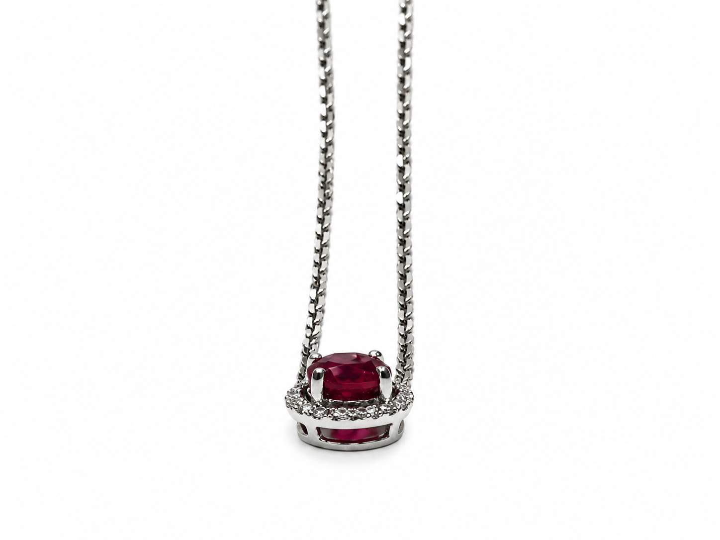 18K Natural Ruby Diamond Pendant