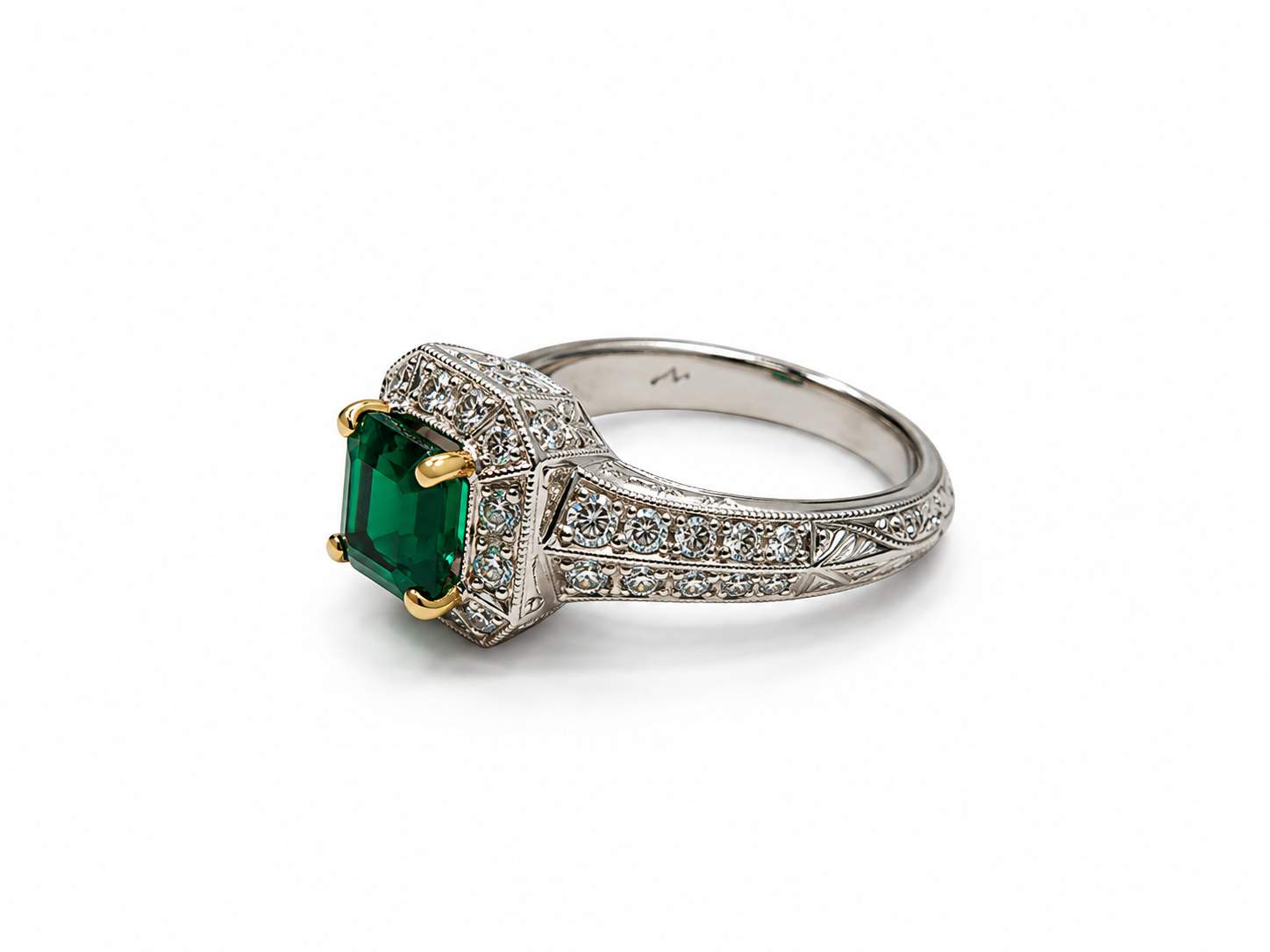 18K Emerald Diamond Ring