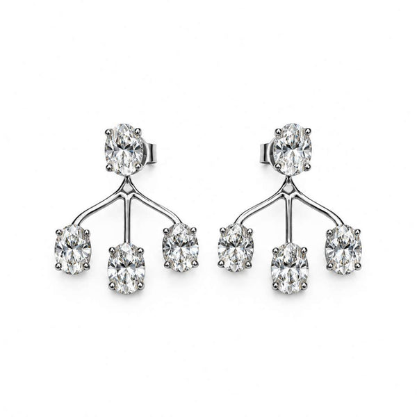 18K Oval Diamond Earrings With Earrings Enhancer (jackets)