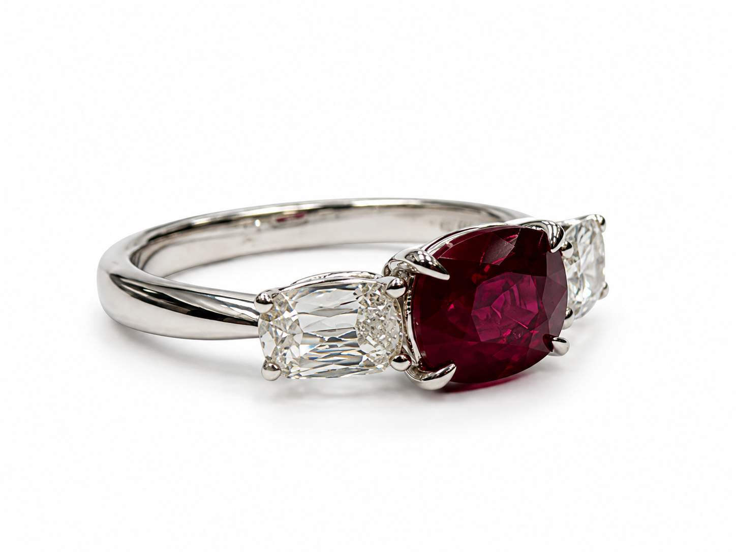 18K Cushion Cut Ruby And Diamond Ring