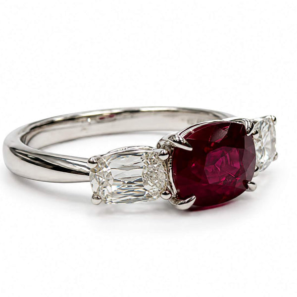 18K Cushion Cut Ruby And Diamond Ring