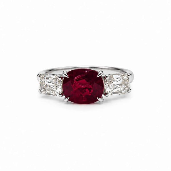 18K Cushion Cut Ruby And Diamond Ring