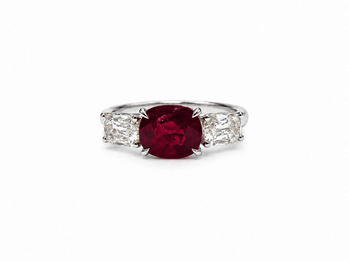 18K Cushion Cut Ruby And Diamond Ring