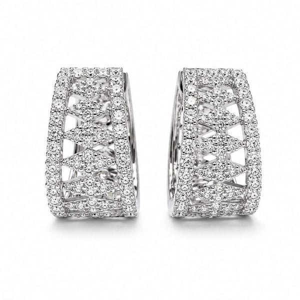 14K White Gold Diamond Hoop Earrings 1.20Ctw