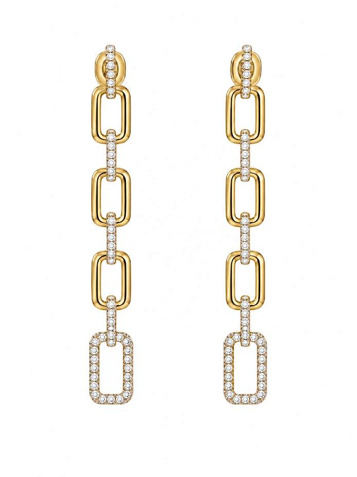 18K Yellow Gold Diamond Dangle Link Earrings 0.74Ctw