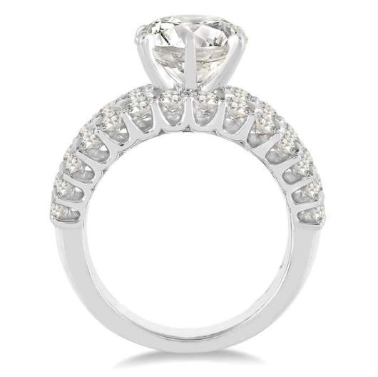 14K White Gold Multi-Row Round Halo Semi-Mount Engagement Ring