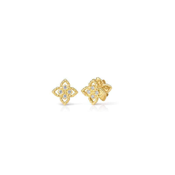 Roberto Coin 18K Princess Flower Petite Diamond Studs Earrings
