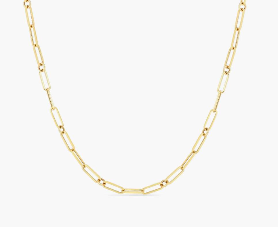 Roberto Coin 18K Yellow Gold Paperclip & Round Link Necklace 17"