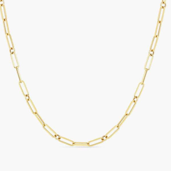 Roberto Coin 18K Yellow Gold Paperclip & Round Link Necklace 17"