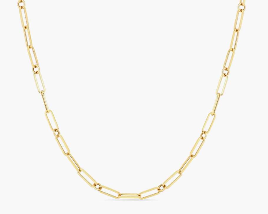 Roberto Coin 18K Yellow Gold Paperclip & Round Link Necklace 22"