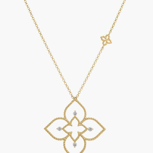 Roberto Coin 18K Yellow Gold Princess Flower Medium Diamond Necklace