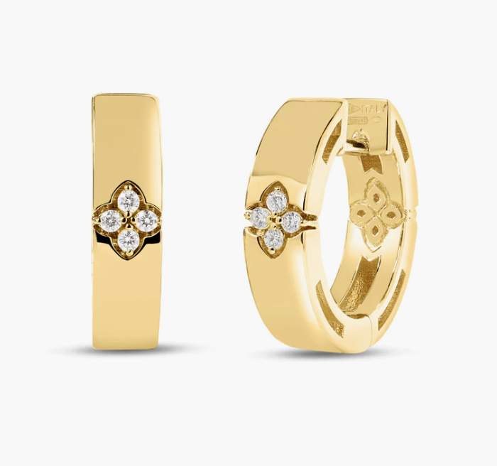 Roberto Coin 18K Yellow Gold Love in Verona Diamond Accent Hoop Earrings
