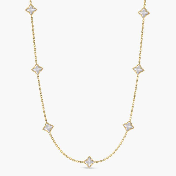 Roberto Coin 18K Yellow Gold Venetian Princess Mother of Pearl Flower Station Necklace