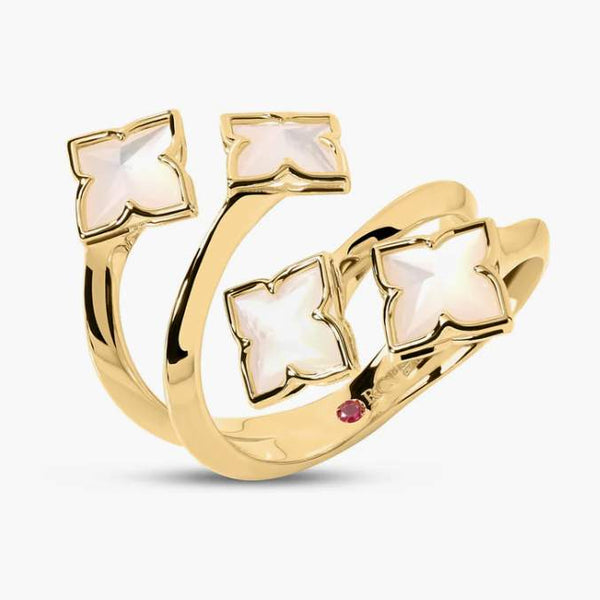 Roberto Coin 18K Yellow Gold Venetian Princess Mother of Pearl Four Row Flower Ring