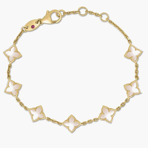 Roberto Coin 18K Yellow Gold Venetian Princess Mother of Pearl Flower Station Bracelet