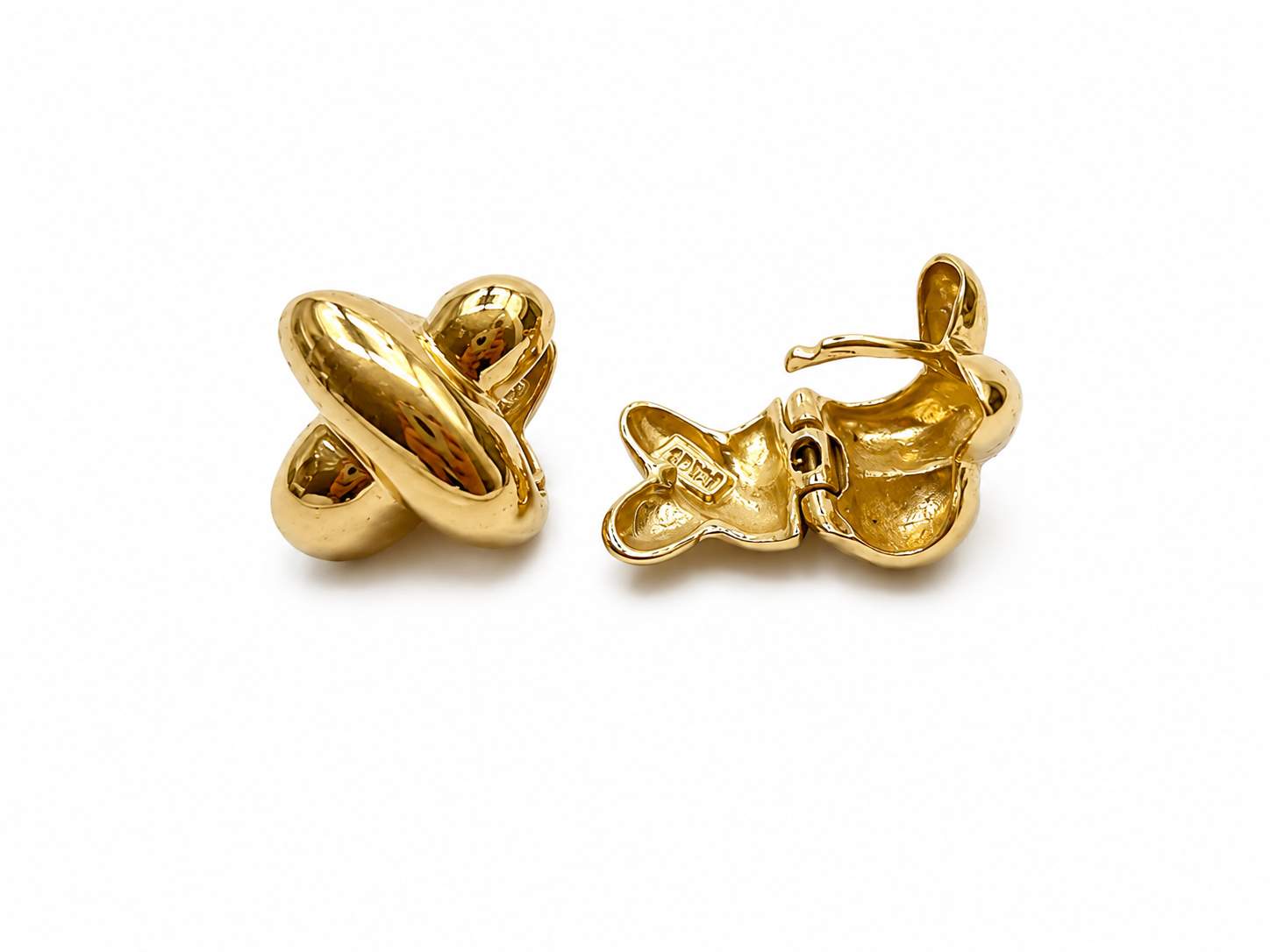 14K yellow Gold 'X' Kisses huggies, earrings
