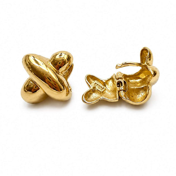 14K yellow Gold 'X' Kisses huggies, earrings