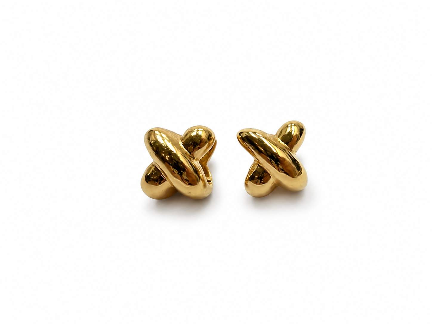 14K yellow Gold 'X' Kisses huggies, earrings