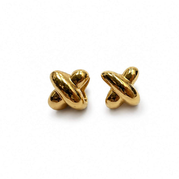 14K yellow Gold 'X' Kisses huggies, earrings