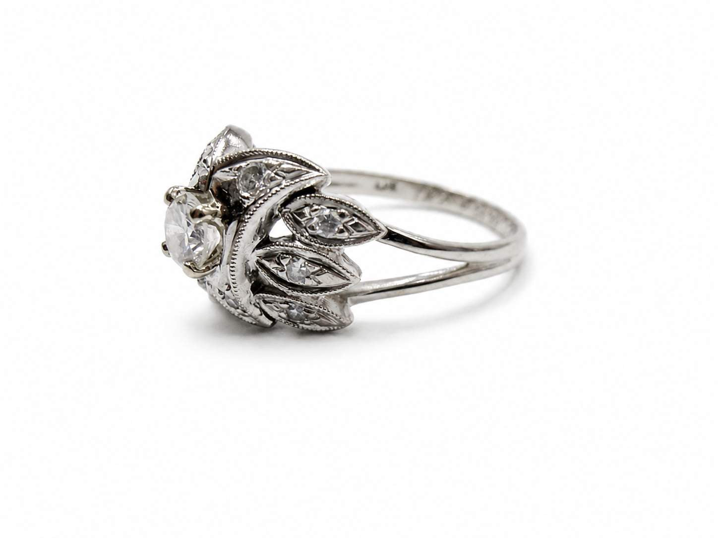 Vintage 14K White Gold Diamond Ring