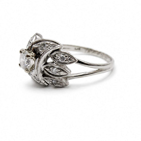 Vintage 14K White Gold Diamond Ring