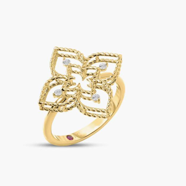 Princess Flower Open Frame Diamond Ring