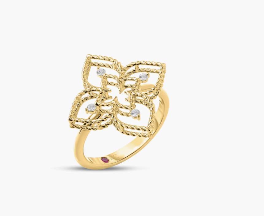 Princess Flower Open Frame Diamond Ring